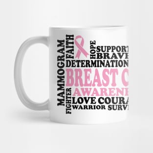 I Can Fight Cancer - Breast Cancer Support  - Survivor - Awareness Light Pink Ribbon Black Font Mug